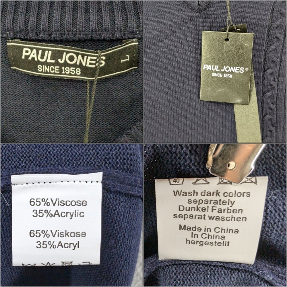 PJ Paul Jones Sweater Vest Mens Navy Blue Knit V Neck Sleeveless Pullover Size L - Picture 5 of 8